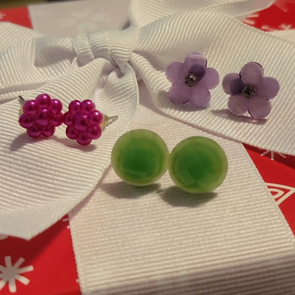 Colorful Floral and Bead Stud Earrings Set - Picture 3 of 6